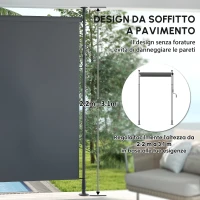 Outsunny Tenda da sole retrattile su palo con manovella e altezza regolabile, Grigio scuro(m-4)