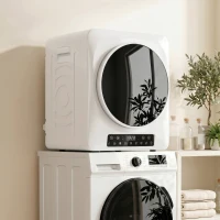 HOMCOM 1000 W Kompakt-Ablufttrockner mit Extra-Trocken & ECO-Modi, Timer- und Temperatureinstellungen, Weiß(m-8)