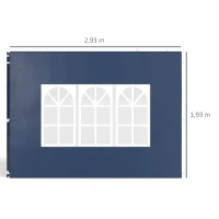 Outsunny 2er Set Seitenwände für Pavillon 3x3 3x6 Wasserdicht Seitenteile mit Fenster Blau(m-3)