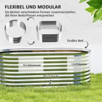 Outsunny Pflanzkübel, Metall-Blumenkübel mit Sicherheitskante und Handschuhen, offener Boden, 160B x 80T x 56H cm, Grau(m-4)