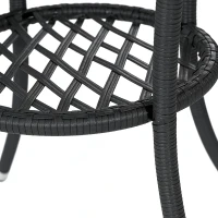 Outsunny 3 Piece Rattan Bistro Set, PE Wicker Garden Furniture Conversation Set with 2 Tier Glass-Top Table, Chairs, Cream White(m-10)