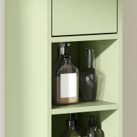 kleankin Armario Estrecho para Baño con Cajón y 4 Compartimentos Abiertos para Espacios Pequeños 20 x 20 x 180 cm Verde(m-9)