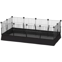 PawHut Enclos pour petits animaux, cage à lapin modulable 12 panneaux avec tapis étanche, en acier, 120 x 60 x 40 cm, noir(m-13)