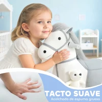 AIYAPLAY Caballito Eléctrico con Música Batería 6V Tacto Suave Ruedas Silenciosas de PU Marcha Adelante Blanco(m-7)