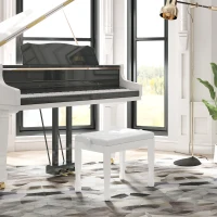 HOMCOM Klavierhocker Höhenverstellbar Klavierbank, Pianobank mit Kunstleder Kissen für Piano Keyboard 64 x 35 x 45-55 cm Weiß(m-7)