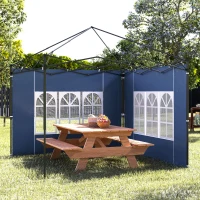 Outsunny 2er Set Seitenwände für Pavillon 3x3 3x6 Wasserdicht Seitenteile mit Fenster Blau(m-8)