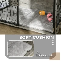 PawHut Dog Crate Furniture End Table w/ Plush Washable Cushion, Lockable Door, for Large Dogs(m-6)