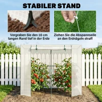 Outsunny Mini-Gewächshaus, Anlehn-Gewächshaus mit Rolltür und Netzfenstern, UV-beständig, für Blumen, Setzlinge, Pflanzen, Weiß(m-7)