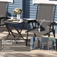Outsunny Bistro Set 3-teilig aus Stahl Wetterfest Gartenmöbel Set mit klappbar Bistrotisch Becherhalter Gartenstühlen Schwarz(m-5)