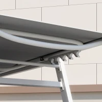 Outsunny Bain de Soleil en Aluminium Léger, Dossier Réglable 6 Positions, Rembourrage Intégré, 64x181x90cm, Gris Clair(m-12)