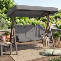 Outsunny Hollywoodschaukel 3-Sitzer Gartenschaukel mit Sonnendach Tablett Sitzauflage  bis 360kg Dunkelgrau(m-9)