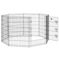 PawHut Huisdierren, speelren voor puppy's en kleine honden, met deur, geschikt voor binnen en buiten, 91 cm, Zwart(m-1)