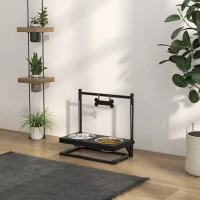 PawHut Gamelles surrélevées chien avec support réglable en hauteur de 11 à 33 cm 2 bols en acier inoxydables amovibles noir(m-2)