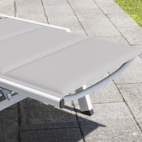 Outsunny Bain de Soleil en Aluminium Léger, Dossier Réglable 6 Positions, Rembourrage Intégré, 64x181x90cm, Gris Clair(m-11)