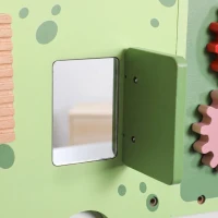 AIYAPLAY Placă Montessori motorică din lemn - Busy Board Dinozauri, montată pe perete, cu xilofon, ceas, roți dințate și bare sonore(m-5)
