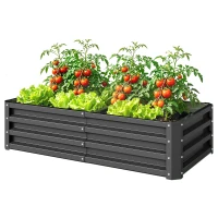 Outsunny Carré potager de jardin rectangulaire tôle d'acier ondulée 120 x 60 x 30,5 cm gris(m-16)