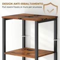 kleankin Mobile Bagno Alto Stretto, Mobiletto Bagno Salvaspazio con Ante Soft Close a Persiana, 3 Ripiani Aperti, Ripiani Regolabili, Marrone Rustico(m-7)