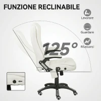 Vinsetto Sedia da Ufficio Reclinabile Massaggiante con Altezza Regolabile, Telecomando, in Tessuto Effetto Lino, Crema(m-7)