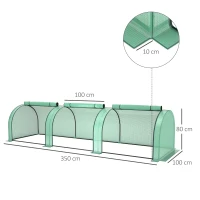 Outsunny Szklarnia foliowa, mrozoodporna, ze zwijanymi drzwiami na zamek 350 x 100 x 80 cm Zielony(m-3)