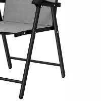 Outsunny Folding Garden Chairs Set of 2, Foldable Garden Dining Chairs with High Back, Armrests, Texteline Seat, Light Grey(m-12)