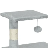 PawHut Arbre à chat tour de jeux pour chats poteaux en sisal, 2 plate-forme, niche, balle, tissu peluche, 50x30x81,5cm, gris(m-10)