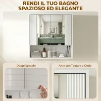 HOMCOM Armadietto Bagno Parete, Mobiletto Ante Soft-close, Ripiano Regolabile(m-6)