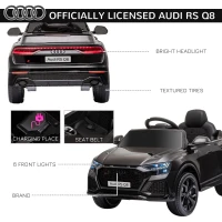 HOMCOM Macchina Elettrica per Bambini 3-5 Anni 6V Audi RS Q8, 1.5-3km/h, con Telecomando e Musica, Nero(m-7)