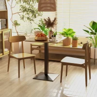 HOMCOM Esstisch Quadratischer Küchentisch für 2 Personen Esszimmertisch mit Holzoptik Stahlbasis 70 x 70 x 75 cm Dunkelbraun(m-10)