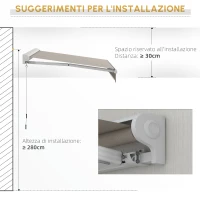 Outsunny Tenda Avvolgibile Elettrica con Telecomando e Manovella Manuale, Struttura in Alluminio, 250x200x150 cm, Crema(m-4)