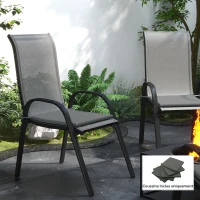 Outsunny Lot de 6 Coussins de chaise de jardin extérieur Rembourrage 3 cm Tissu Polyester dim. 42L x 42l cm Gris foncé(m-10)