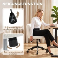 HOMCOM Draaibare bureaustoel met teddyfleece, in hoogte verstelbaar, met wieltjes, comfortschuim, crème(m-5)