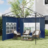 Outsunny 2er Set Seitenwände für Pavillon 3x3 3x6 Wasserdicht Seitenteile mit Fenster Blau(m-2)