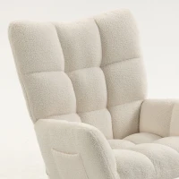 HOMCOM Fauteuil à Bascule avec Repose-Pieds, Rocking Chair en Tissu Bouclette, Assise Rembourrée, Dossier Large, Crème(m-15)