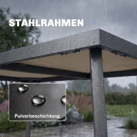 Outsunny Outdoor Tisch für 6 Personen, Holzoptik, Metallrahmen, wetterfest, 145 x 85 x 72 cm, Grau(m-5)