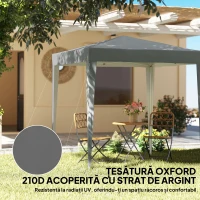 Outsunny Pavilion Pliabil Pop-Up, Oțel și Țesătură Oxford, 2 x 2 m, Gri(m-5)
