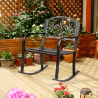Outsunny Schaukelstuhl Gartenstuhl Schwingsessel antik Garten Metall Bronze B60 x T73 x H85cm(m-10)