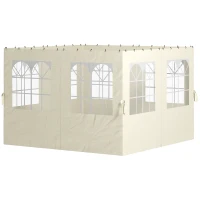 Outsunny Pavillon-Seitenwände, 4 Seitenwand-Paneele für Gartenpavillon, mit Reißverschluss, 3 x 3 m Pavillon, Cremeweiß(m-11)