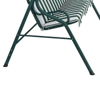 Outsunny Balancelle de Jardin 3 Places Toit imperméabilisé Inclinaison réglable Coussins Assise Dossier Vert Blanc rayé(m-12)