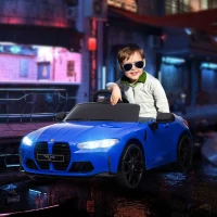 AIYAPLAY Elektroauto für Kinder mit BMW M4 Lizenz, Fernbedienung, Hupe und Scheinwerfer, 108x69,5x51 cm, Blau(m-6)