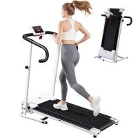 HOMCOM Cinta de Andar Plegable Cinta de Correr Eléctrica Velocidad de 1-10km/h con Pantalla LCD y Carga Máx. 110 kg para Fitness Hogar Oficina 125x61x118 cm Blanco y Negro(m-1)