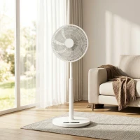 HOMCOM Ventilateur sur pied, ventilateur 39 cm avec 12 vitesses, 4 modes, minuterie 9H, oscillant 120°, hauteur réglable, blanc(m-2)