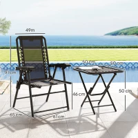 Outsunny Bistro Set 3-teilig aus Stahl Wetterfest Gartenmöbel Set mit klappbar Bistrotisch Becherhalter Gartenstühlen Schwarz(m-3)