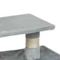 PawHut Arbre à chat tour de jeux pour chats poteaux en sisal, 2 plate-forme, niche, balle, tissu peluche, 50x30x81,5cm, gris(m-13)