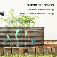 Outsunny Jardinera Exterior Grande de Acero Galvanizado con Base Abierta Bordes de Seguridad Fácil Montaje 150x62x30 cm Gris(m-5)