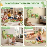 AIYAPLAY Busy Board Jouet, Tableau d'Activités Murale Dinosaure, Planche Motricité Bébé Educatif pour Garcon Fille 2+ Ans, Vert(m-8)
