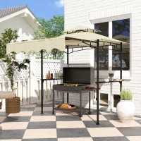 Outsunny Grillpavillon 242x232x248 cm wasserabweisend flammhemmend Gartenpavillon mit Doppelschichtdach Beige(m-10)
