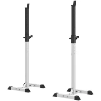 HOMCOM Hantelständer, 2er-Set, bis 150 kg belastbar, höhenverstellbar, Stahl, weiß+schwarz, 52 x 48 x 160 cm(m-11)