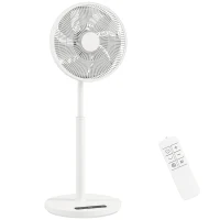 HOMCOM Ventilateur sur pied, ventilateur 39 cm avec 12 vitesses, 4 modes, minuterie 9H, oscillant 120°, hauteur réglable, blanc(m-1)