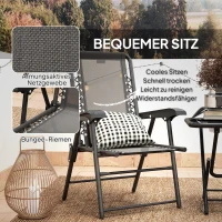 Outsunny Bistro Set 3-teilig aus Stahl Wetterfest Gartenmöbel Set mit klappbar Bistrotisch Becherhalter Gartenstühlen Schwarz(m-6)