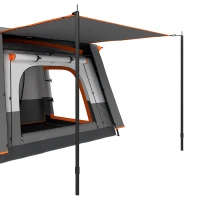 Outsunny Tente de camping familiale 4 personnes, tente tunnel, portes + fenêtres, 4,3 x 3 x 1,95 m, gris foncé(m-12)
